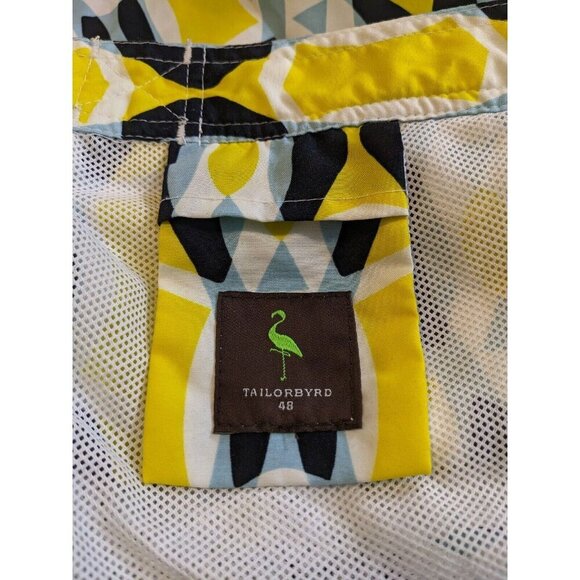 Tailorbyrd Mens Size 48 NEW Board Swim Shorts Yellow Black Geometric Big Tall - Picture 5 of 7